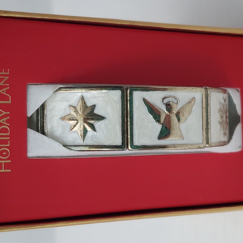 Macy's Holiday Lane Angel Snowflake Star Christmas Stretch Bracelet